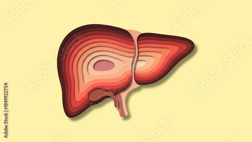 World Hepatitis Day Abstract illustration of a human liver, symbolizing health, anatomy, and medical concepts in a stylized artistic representation