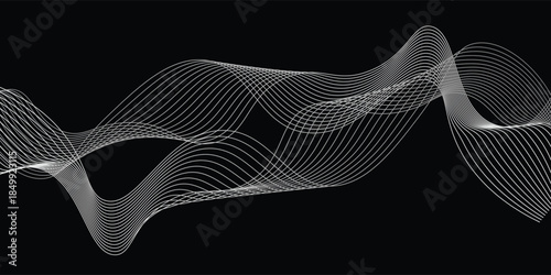 Abstract Modern flowing line digital technology, smooth particle wave, big data techno design concept background wallpaper, vector eps
