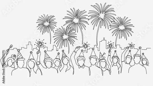 people celebrating new year with fireworks