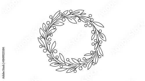 black and white leaf branch with berries vector