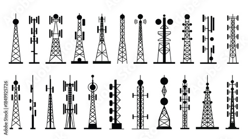 Diverse collection of communication towers and cellular network infrastructure designs