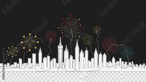new york city skyline fireworks