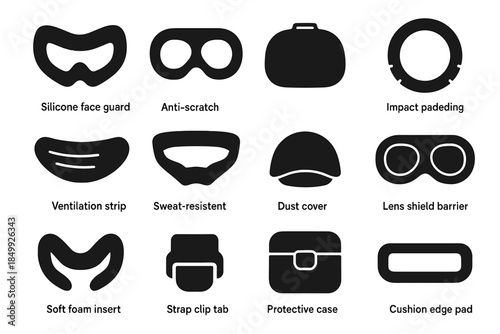 Gear vr impact cushion icon barrier soft vector strap latch headset ring