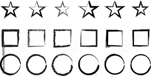 set of brush with star, ractangle and circle 