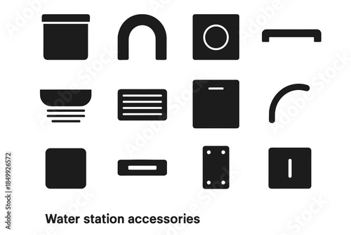 Vector station bottom pad plate icons drip hatch icon tray reservoir arc