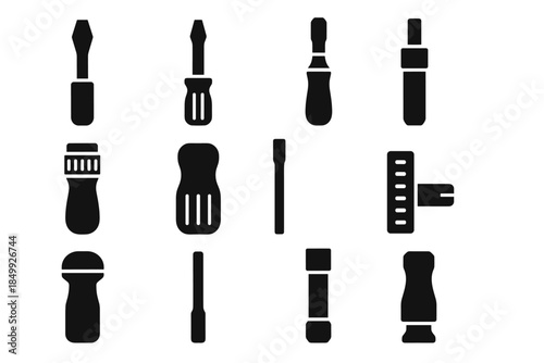 Slot set flathead block ring sleeve screwdriver icon vector torque bit tip