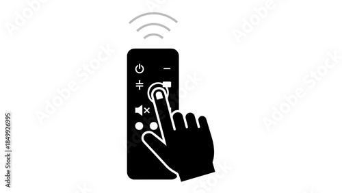 Hand Interacting with Smartphone Remote Control.