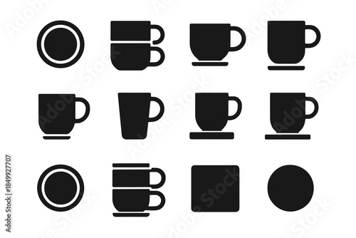 Vector stack nest rim storage groove mug nesting icon slab smooth