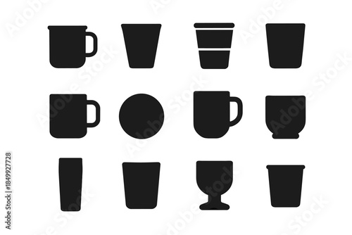 Durable lightweight tapered foot compact vector drink minimal icon cup portable contour