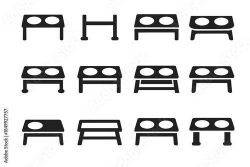 Frame icon slots modern vector feeding ring bowl bar support rim stand