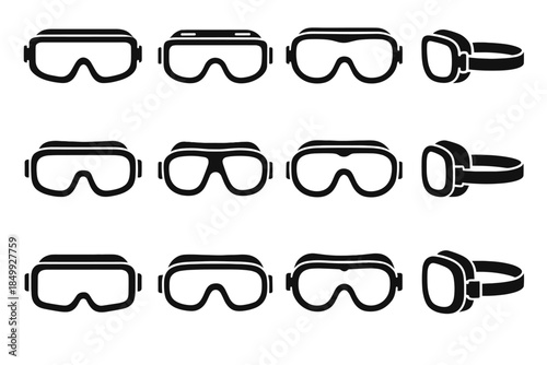 Strap secure pad contour icon rounded goggles tile sealed port vector lab
