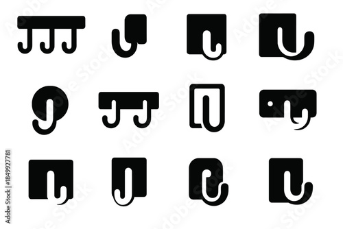 Icon hook contour bar tile vector curved plate wall key hooks frame