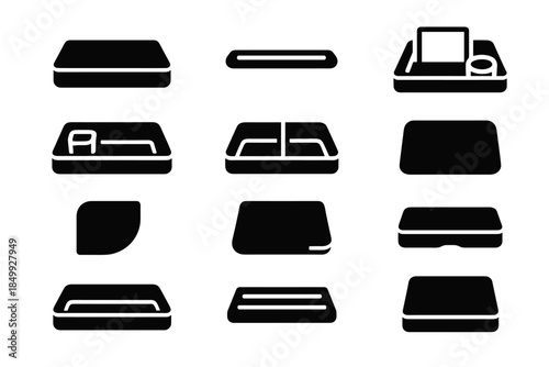 Icons strip pass slab paper vector stabilizer cup icon tray cable panel