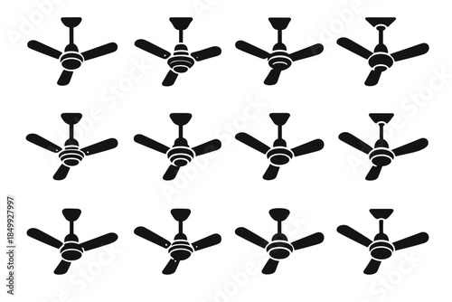 Motor plate body contour band mount frame strip vector ceiling icon fan