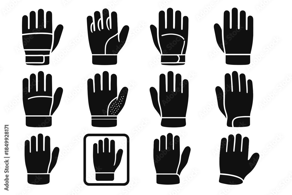 Obraz premium Icons glove padded wrist rounded slab vector band panel icon garden gloves