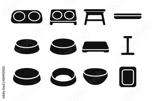 Vector line cavity feeder stand edge foot icons icon pet double grip