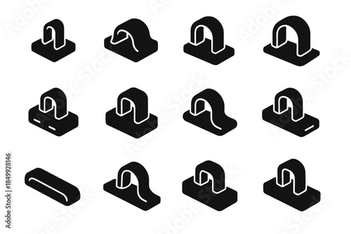 Vector slot arc tile icon clips piece ridge line bar small cable