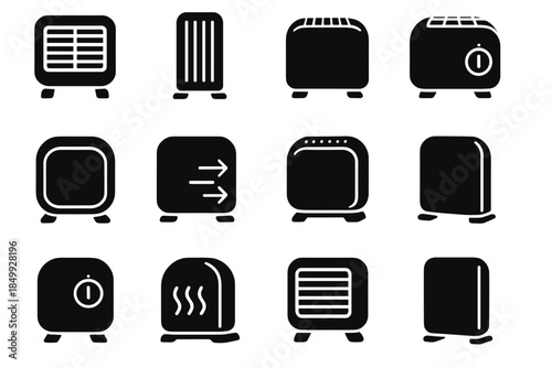 Vector contour arc icon front heater slot slab portable control smooth line