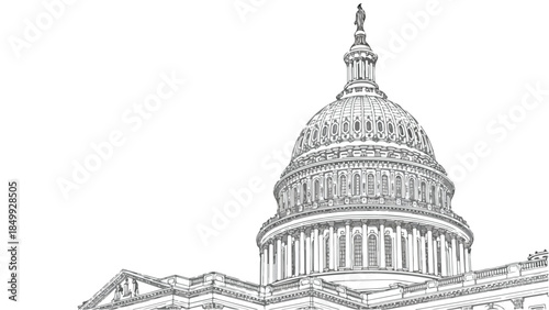 United states capitol building architecture landmark in washington dc sketch