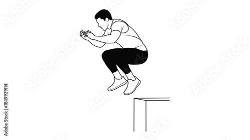 A minimalistic illustration of a man jumping from a ledge showcasing athletic movement