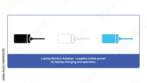 Laptop battery adapter icons with description