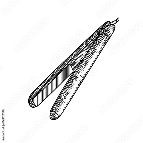 hand drawn hair straightener line art vector illustration