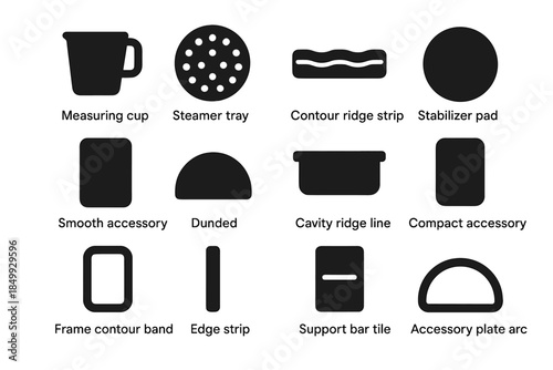 Compact arc accessory cooker icon ridge measuring vector slab contour rice icons