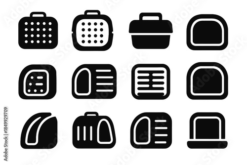 Piece icon modern slab support tile pet airflow bag cavity arc vector