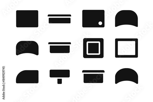 Arc ridge vector slab drawer housing frame icon lock contour strip bar