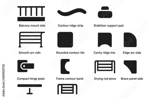 Arc slab vector balcony compact pad icon bar drying rack frame band