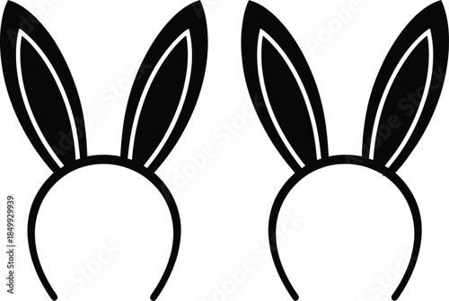 Cute Bunny Ear Headband Icons Illustration
