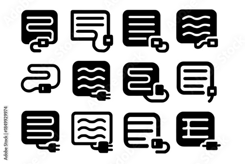 Vector line contour tile slab strip cable icons frame icon electric blanket