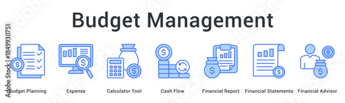 Budget management plans expenses using calculator tools tracking cash flow with financial reports and advisor guidance.