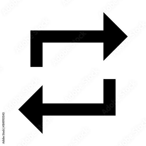 Recycle Icon: A minimalistic black and white vector graphic of arrows indicating recycling process.