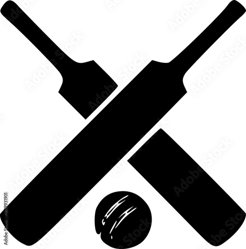 Minimal Cricket Silhouette Logo in Black on White Vector Style