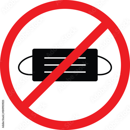 no mask icon. Remove face covering symbols. Mask prohibition graphic design. No face cover symbol. Identity verification sign
