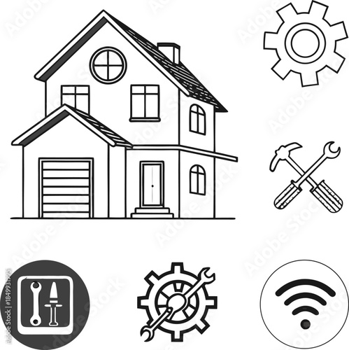 Editable stroke contact icon set, thin line social media network icons collection,