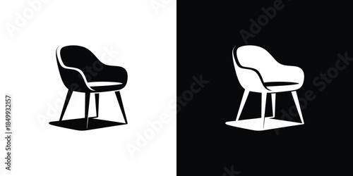 Modern Chair Silhouette on Contrasting Backgrounds Black and White Design