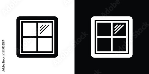 Minimalist Window Outline in Black and White with Pane Details Design