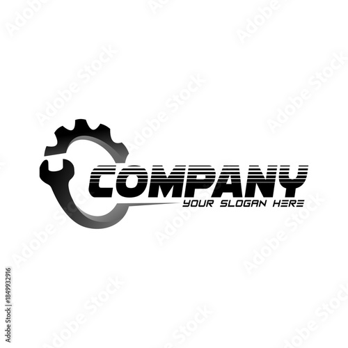 Simple and elegant gear wheel automotive car logo illustration template