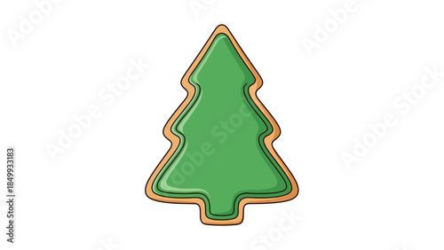Charming hand-drawn Christmas tree cookie illustration, a sweet and festive holiday treat, perfect for seasonal designs and celebrations to bring joy