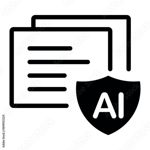 An illustration depicting a black icon of a neural network and artificial intelligence, and everything related to it, on a white background.