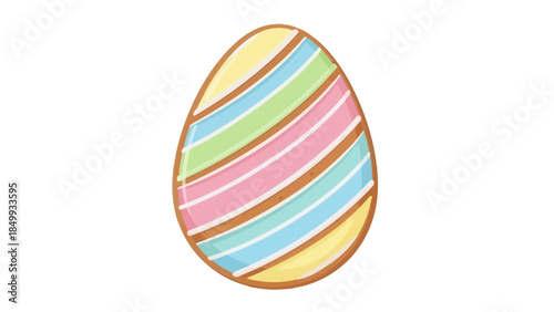A charming and vibrant illustration of a decorated Easter egg, adorned with delightful pastel stripes, symbolizing spring, joy, and holiday celebration, perfect for festive graphic designs