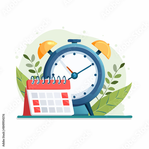 Clock and calendar illustration depicting time management and schedules