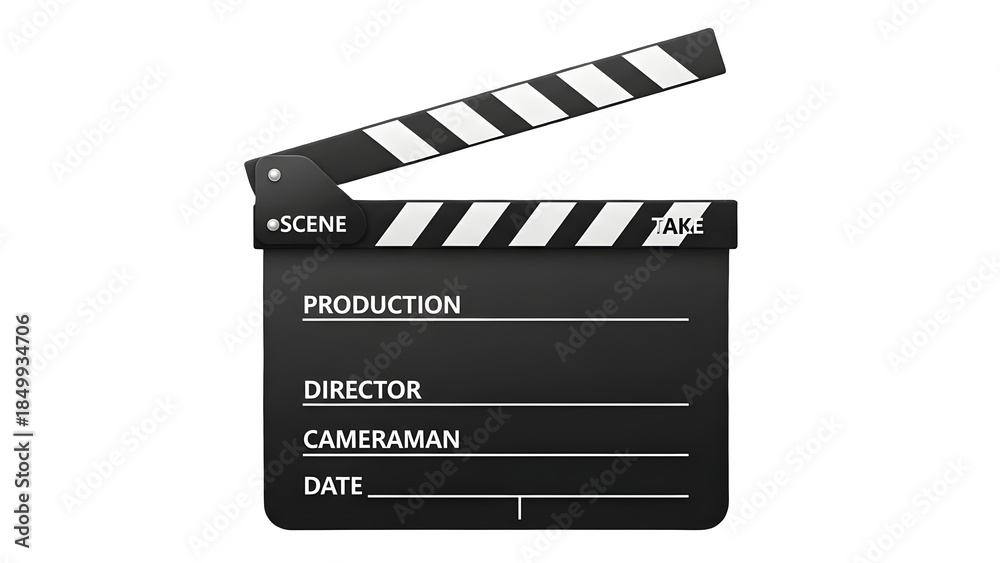 Fototapeta premium isolated film slate on white background high quality stock file[PNG].