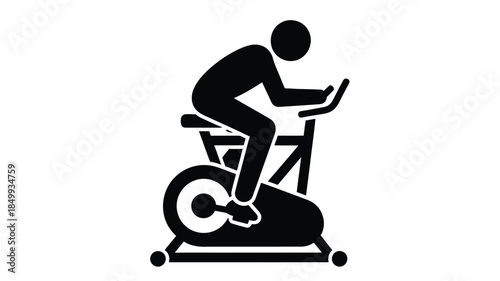 Silhouette of a person riding an exercise bike a simple fitness and workout icon