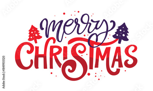 Hello 2026. Merry Christmas and Happy New 2026 Year - cute hand drawn doodle lettering postcard.  Holly Jolly, Tis the season.