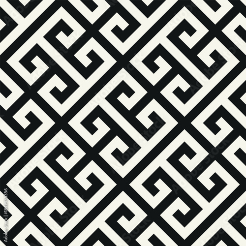 Vector seamless pattern. Modern stylish texture. Repeating Greek pattern. Monochrome swatch with meander.