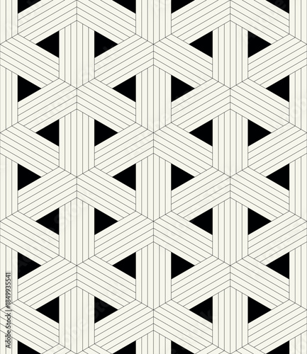 Vector seamless pattern. Modern stylish texture. Repeating geometric tiles with linear grid. Thin monochrome trellis. Trendy graphic design. Can be used as a swatch in Illustrator.