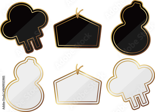 高級感のある和風モチーフのフレーム6種セット　ゴールド